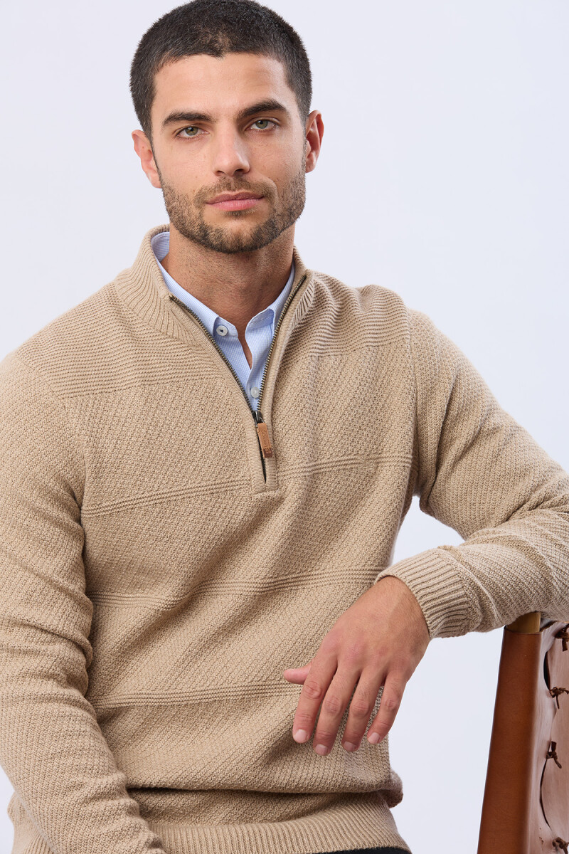 BUZO TEJIDO TEXTURADO - Beige 