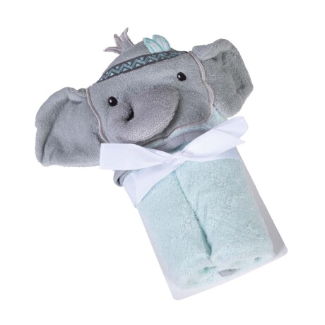 TOALLA C/CAPUCHA ALGODON-Y-POLIESTER CELESTE ELEFANTE II