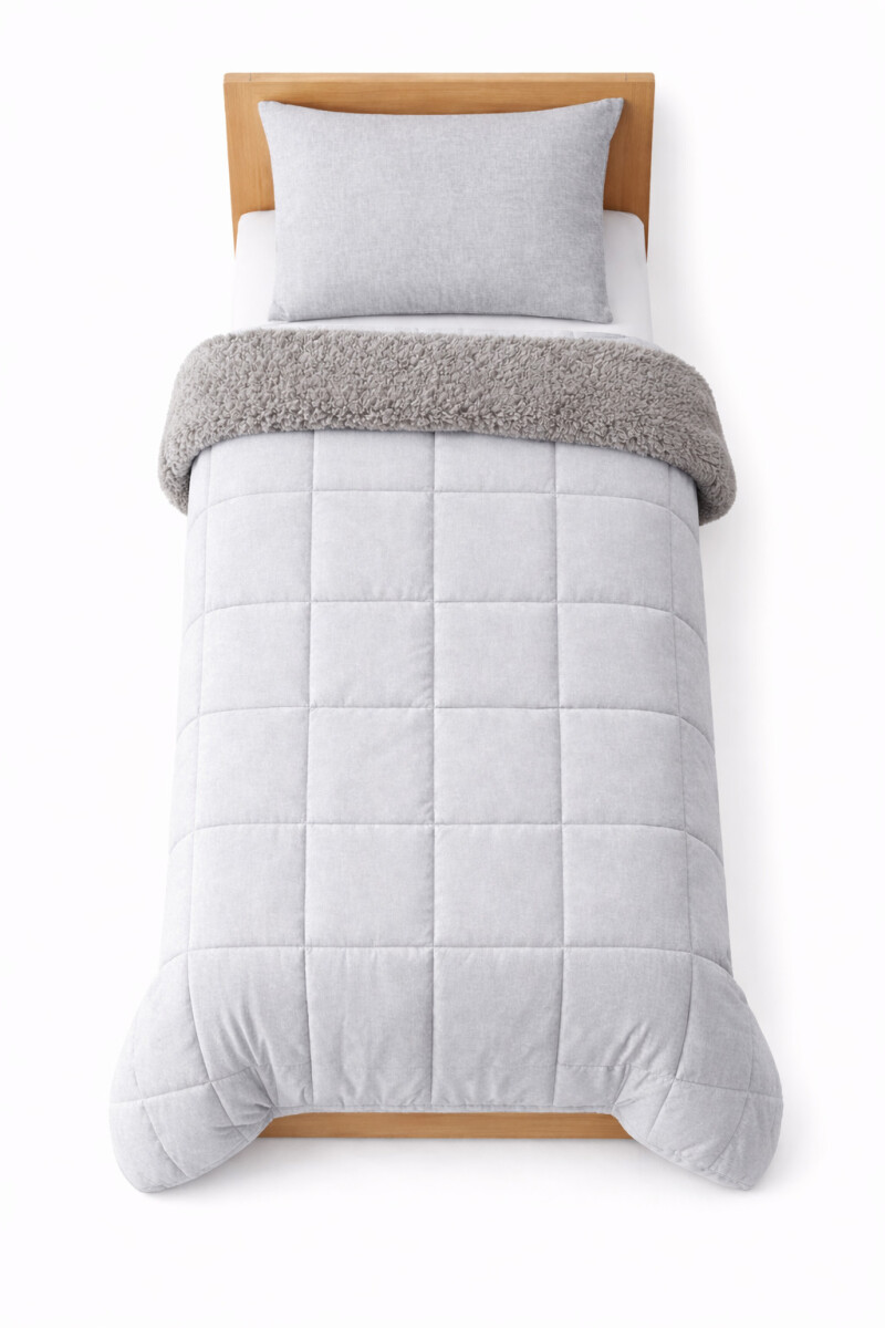 ACOLCHADO VELVET Y SHERPA 1PZAS - GRIS 