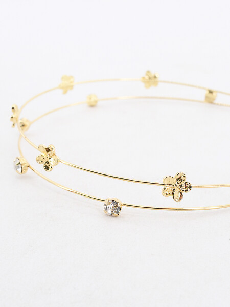 TIARA CON FLORES DORADO