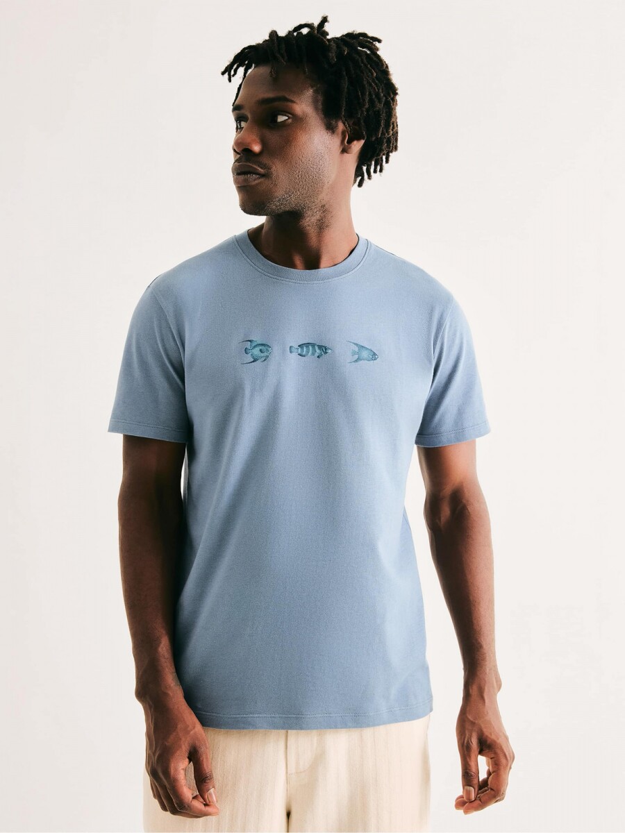 CAMISETAS MANGA CORTA CON ESTAMPA - AZUL 