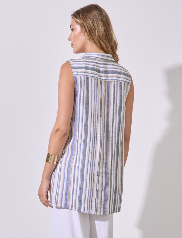 Camisola Lino MULTI/AZUL