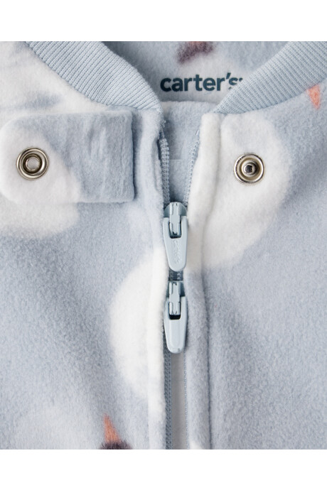 Pijama una pieza de micropolar, con pie, gris, diseño cisnes Sin color