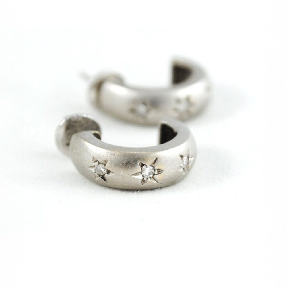 Caravanas Oro 18K Blanco Con Brillantes Caravanas Oro 18K Blanco Con Brillantes