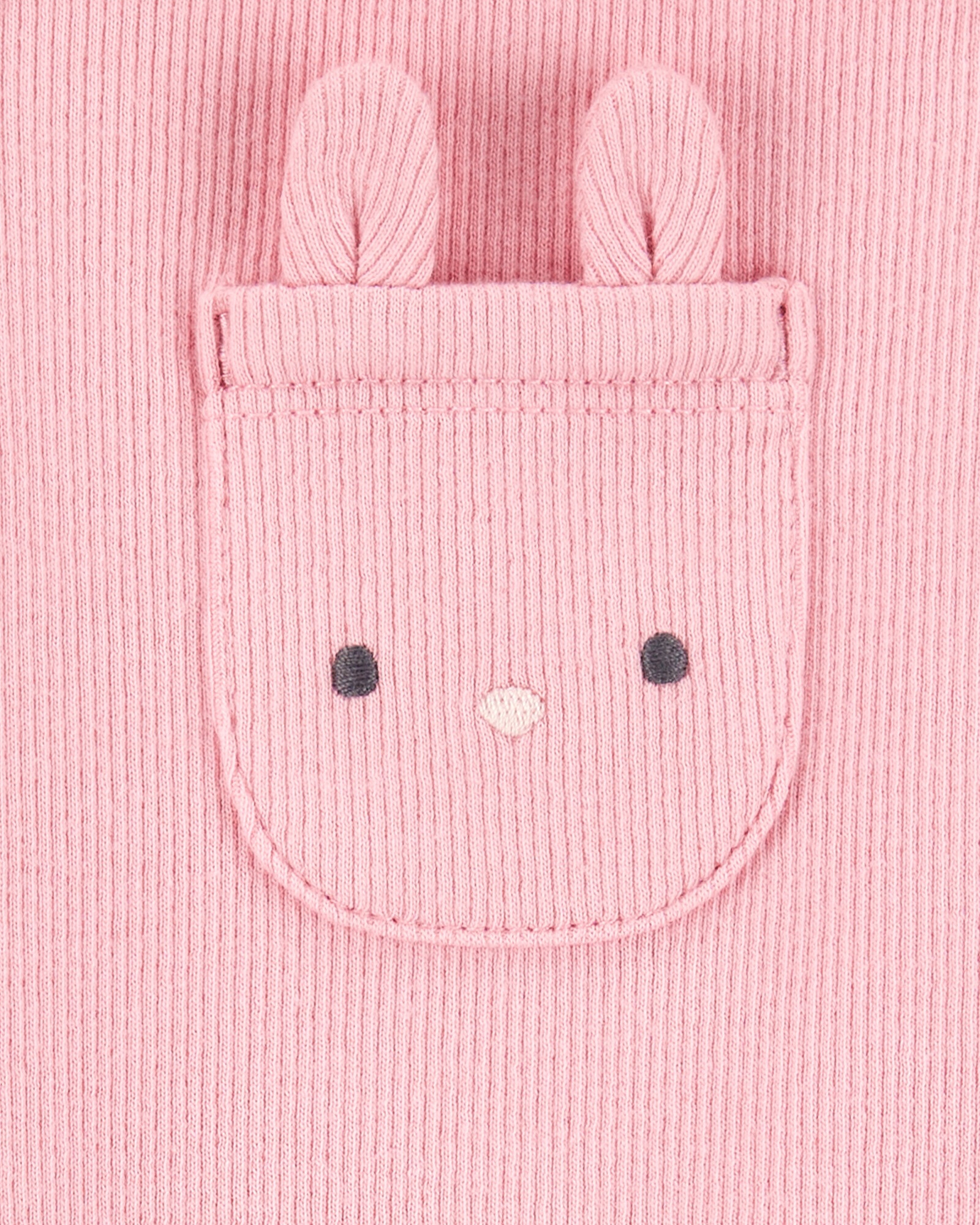 Set dos piezas de algodón, enterito y remera, bolsillo conejita Set dos piezas de algodón, enterito y remera, bolsillo conejita