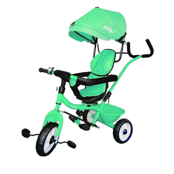 Triciclo Giratorio 360° con Capota y Canasto Verde