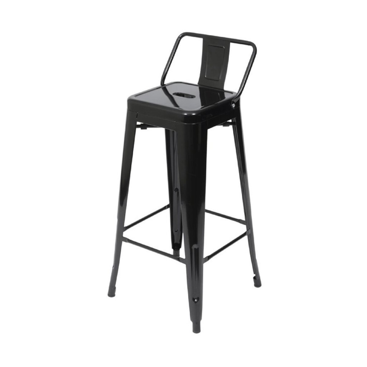 TABURETE TOLIX METAL CON RESPALDO NEGRO 