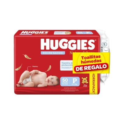 Pañales Huggies Natural Care Talle P 50 Uds. + Toallitas Húmedas Pañales Huggies Natural Care Talle P 50 Uds. + Toallitas Húmedas