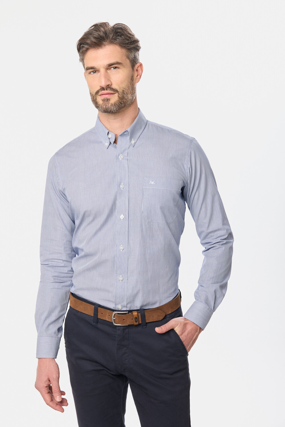CAMISA SPORT A RAYAS Azul