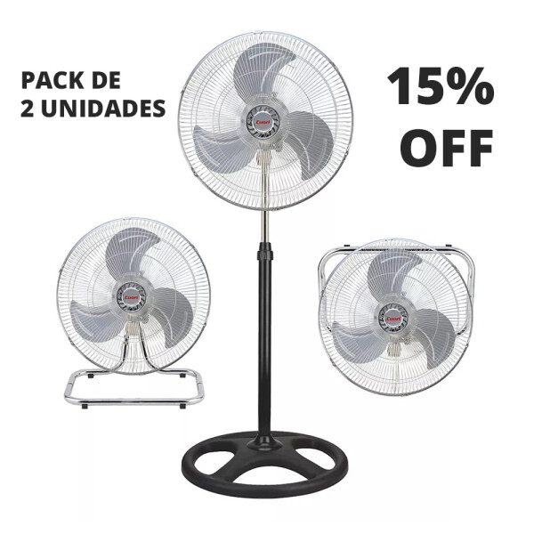 Pack 2 Ventiladores 18" Metal 3 En 1 De Pie Piso Y Pared Pack 2 Ventiladores 18" Metal 3 En 1 De Pie Piso Y Pared