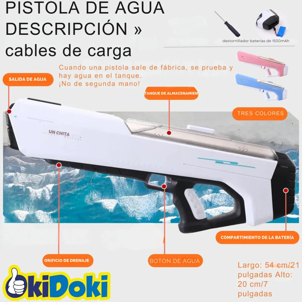 Pistola De Agua Eléctrica Automática a batería Blanco