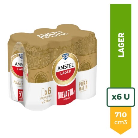 Pack X6 Cerveza Amstel Lager 710 Ml 001