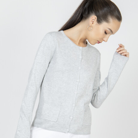 CARDIGAN BASIC POCKET Gris Claro Melange