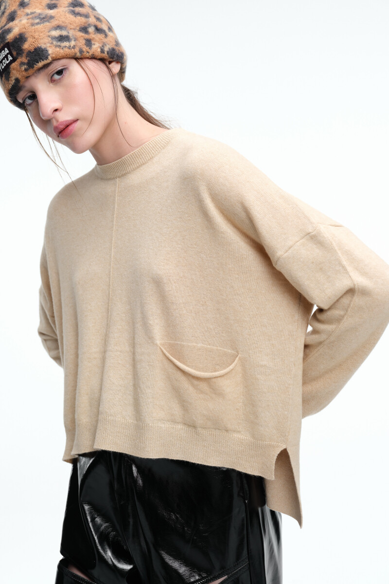 SWEATER COSTURA Beige