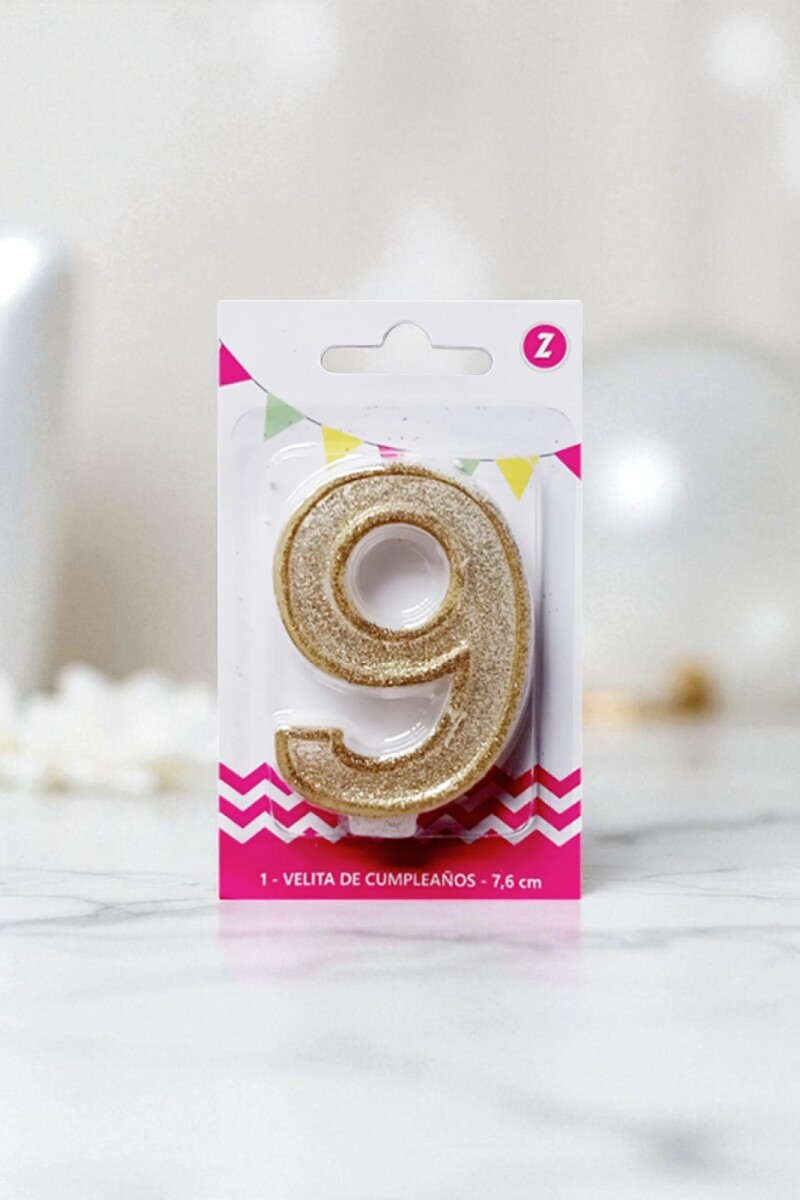 Vela grande glitter n # 9 oro 