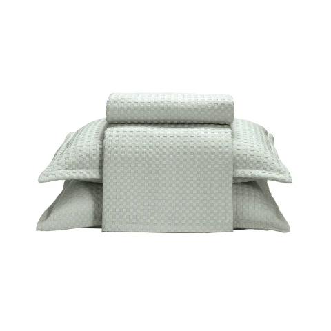 Juego Colcha y Funda Dohler Provenza King 100% Microfibra VERDE AGUA