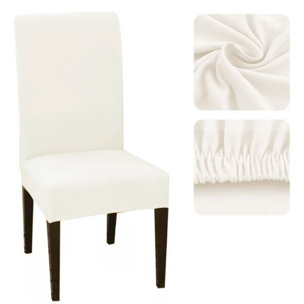Funda Para Silla Comedor Cubre Asiento Elastizada Y Lavable Variante Color Beige Claro