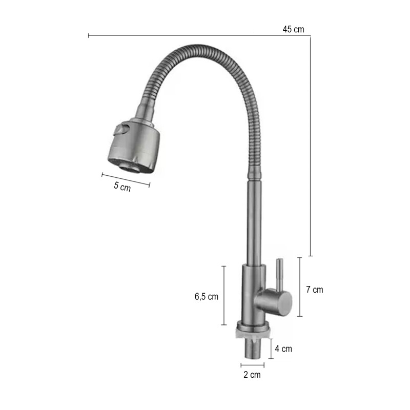 Canilla flexible para mesada de cocina agua fría PLATEADO