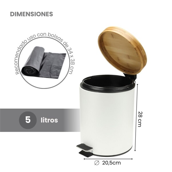 Cesto de basura 5 Litros Residuos Papelera Extraíble Acero Inoxidable Blanco CB001 Cesto de basura 5 Litros Residuos Papelera Extraíble Acero Inoxidable Blanco CB001