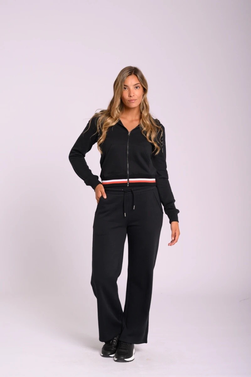 Pantalon Dama Alg.C/Felpa Ancho Canva XS-XL - Negro 