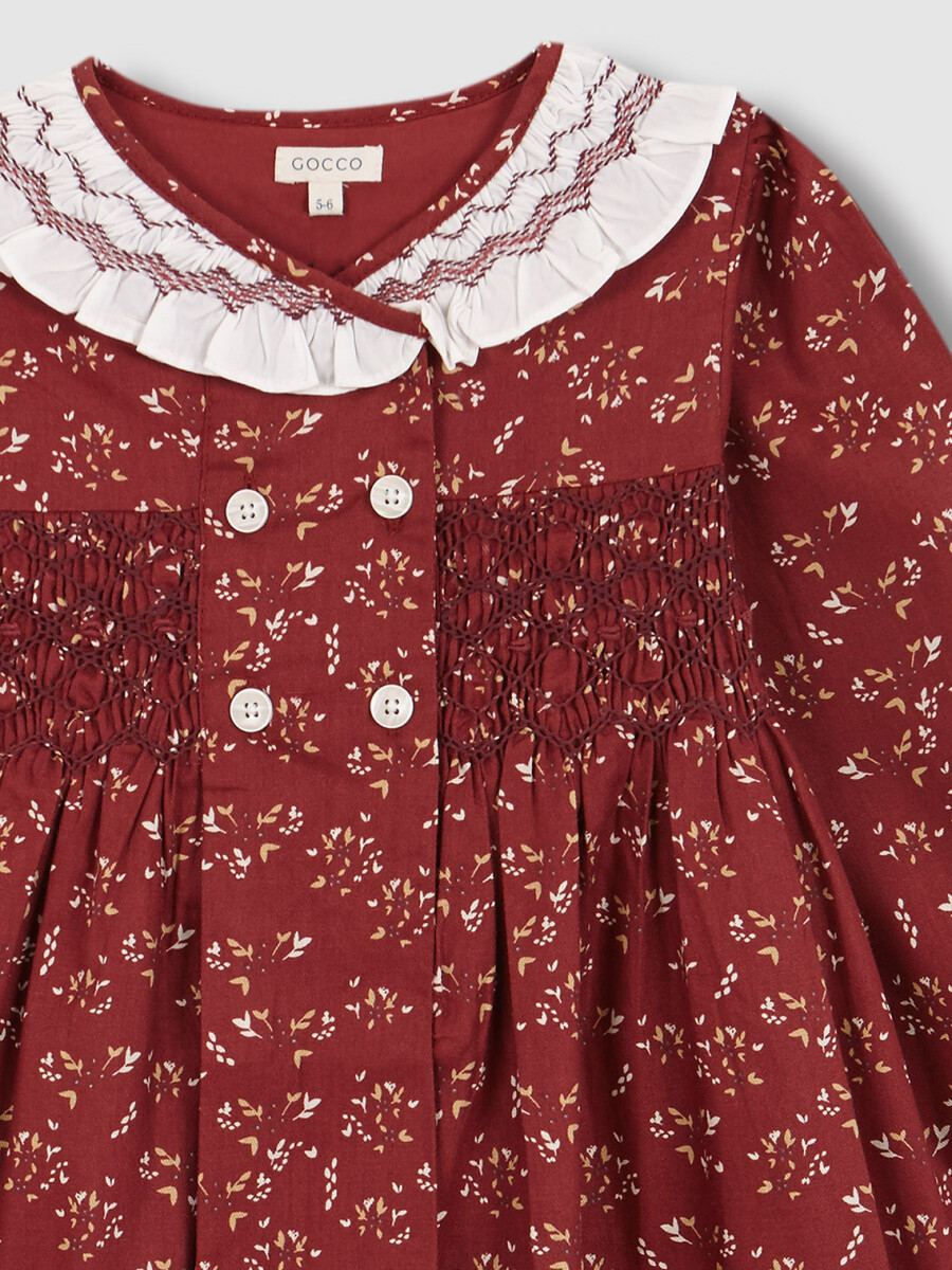 Vestido Smock Cuello Volante Caldera