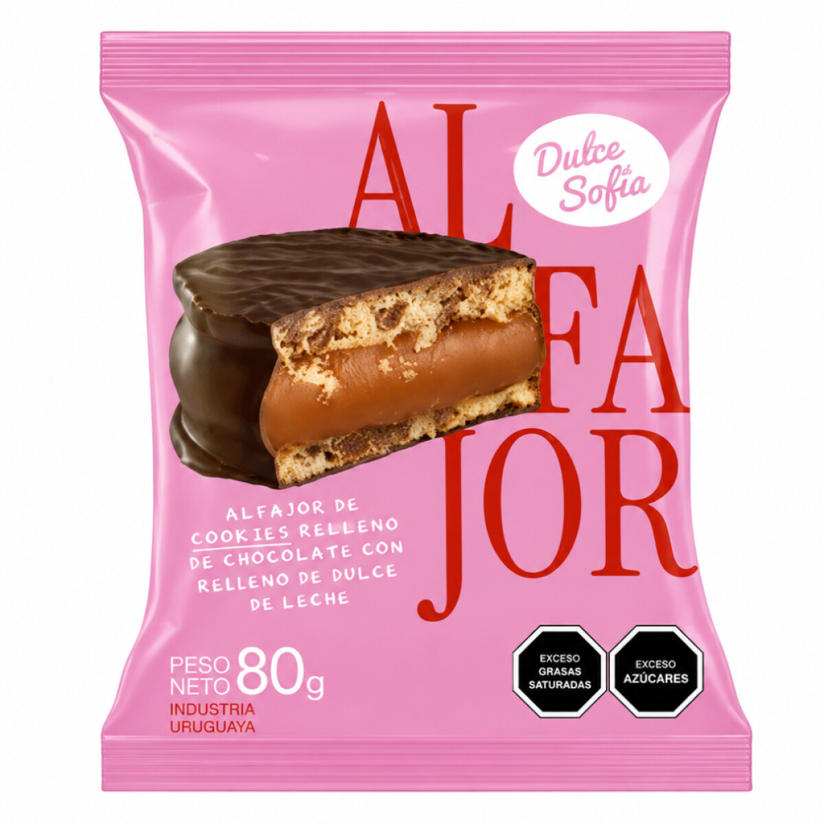Alfajor Dulce Sofia Cookies Bañadas en Chocolate Rellenas de Dulce de Leche 80g 