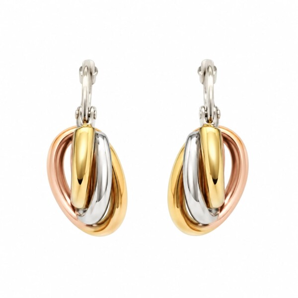 Caravanas Aros Tricolor de oro - Oro bajo - Sin piedra - CA8591 sinpiedra