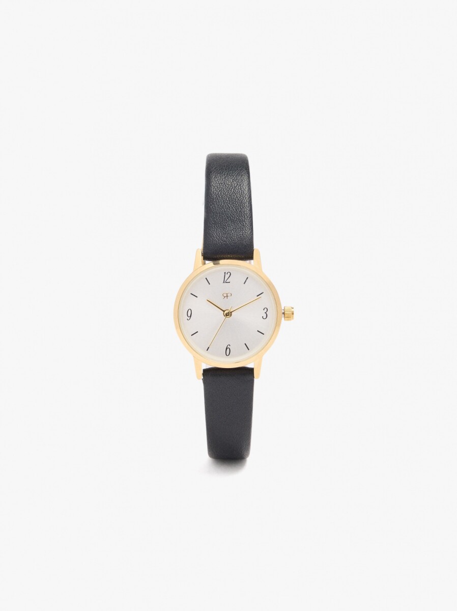 Reloj Redondo Pulsera Con Textura - negro 
