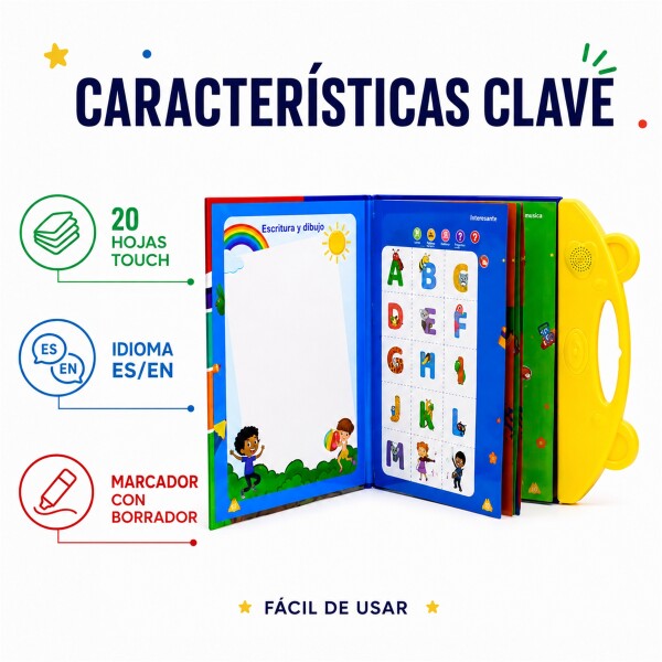 Libro Didáctico Interactivo Bilingüe con 20 Hojas Táctiles Diseño 2