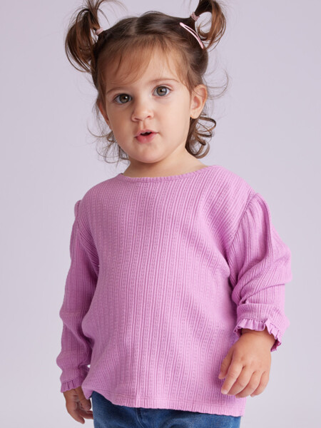 Remera manga larg rib Peonia