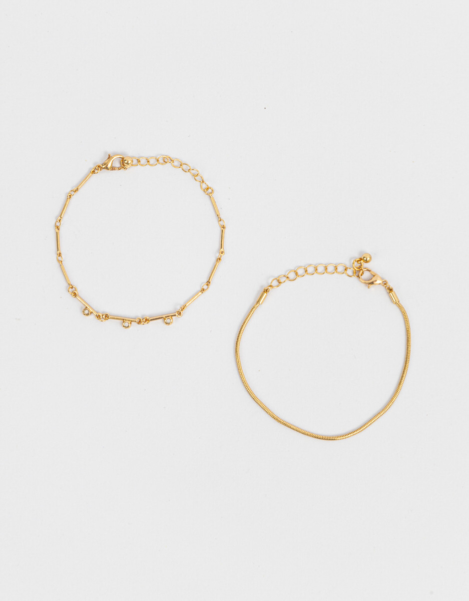 Set De Pulseras Bañadas En Oro 