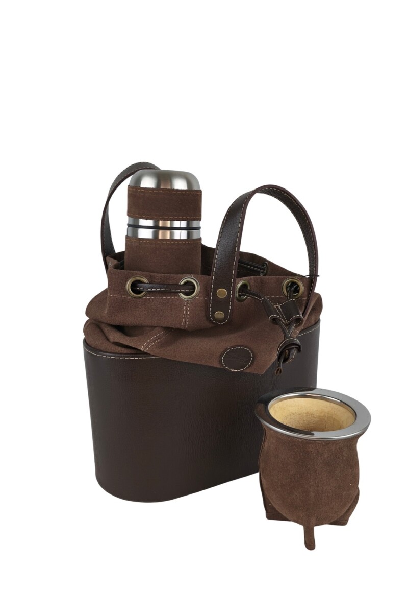 Matera bolso con división en cuero Chocolate