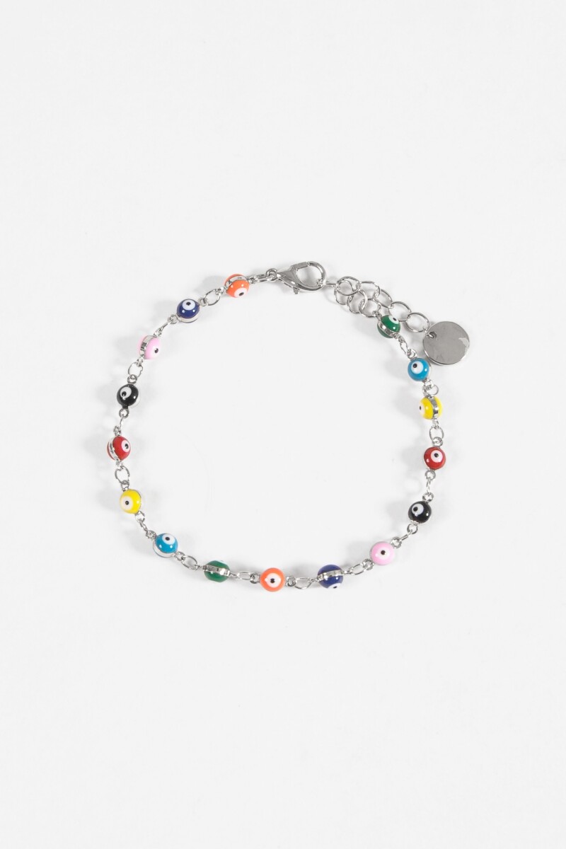 Pulsera ojitos plateado