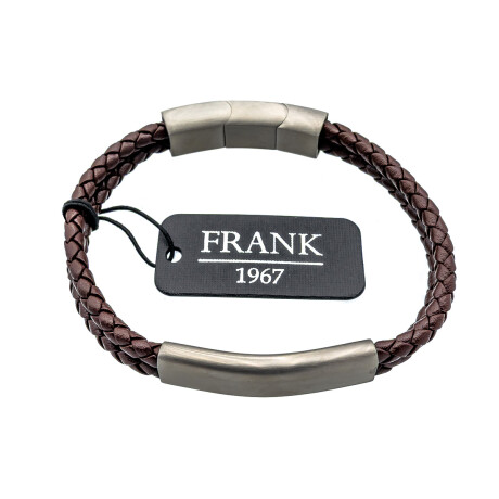 Pulsera de cuero y acero, FRANK. Pulsera de cuero y acero, FRANK.