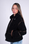 Campera cuero con corderito Negro