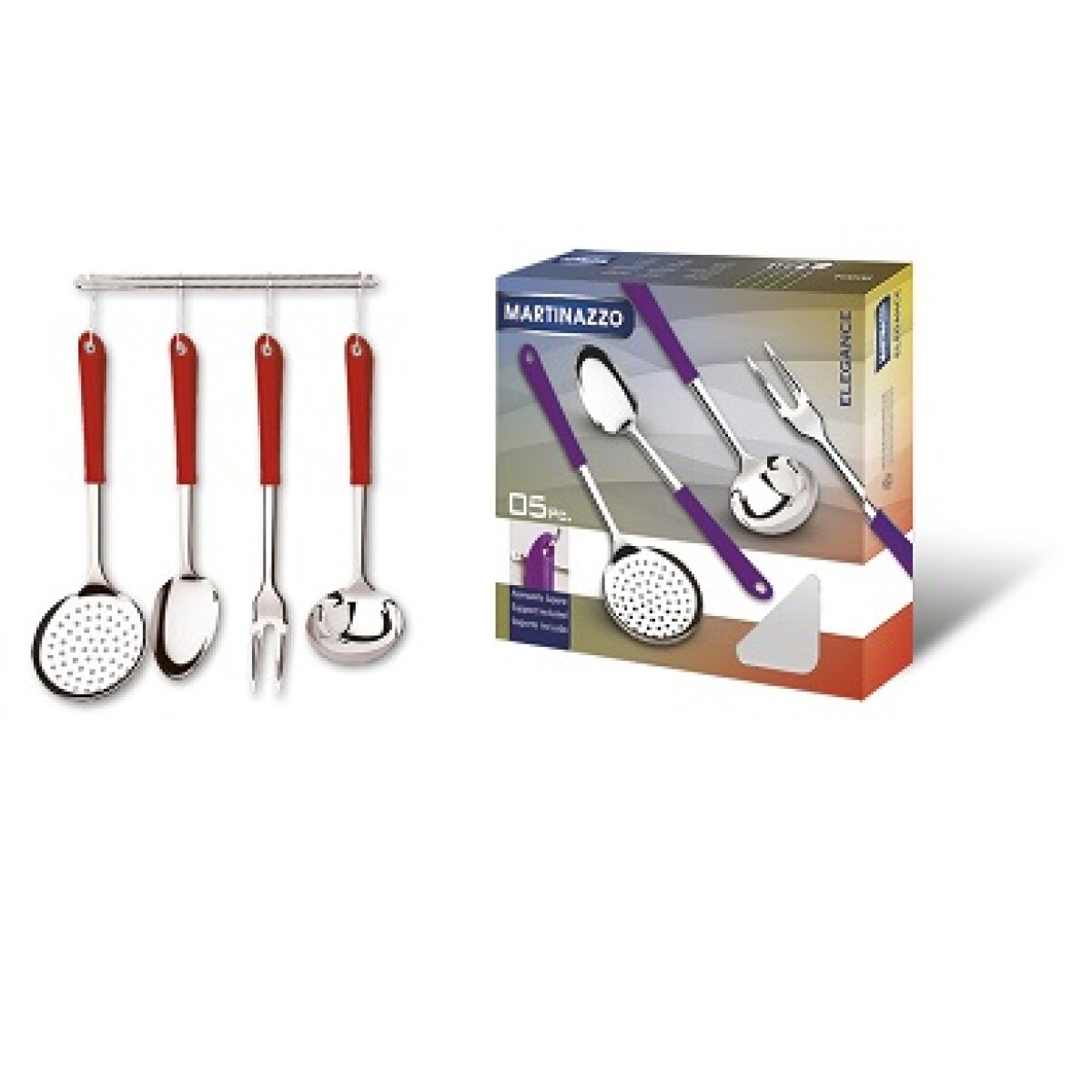 Elegance Jgo menage Rojo 4 pzas M. plastico 