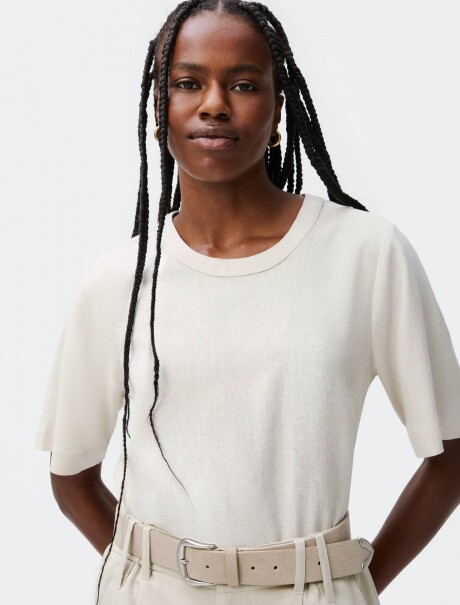 BLUSA MANGA CORTA BEIGE