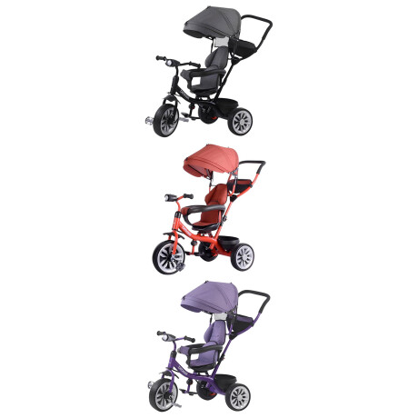 Triciclo 3 en 1 con techo Bebesit giratorio 360Â° Gris