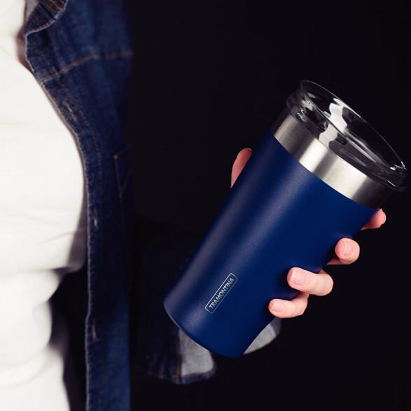 Vaso térmico azul con tapa 550ml. "EXATA" TF6714