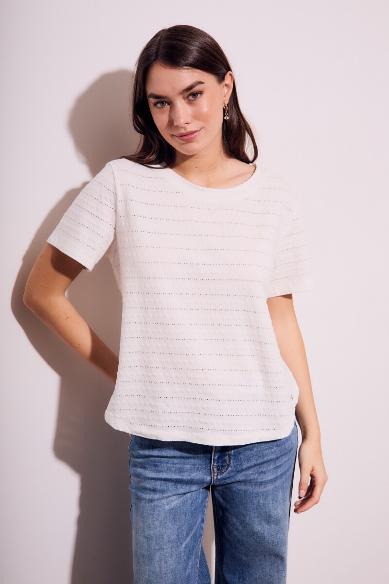Remera Manga Corta Texturada Algodn - Nacar 