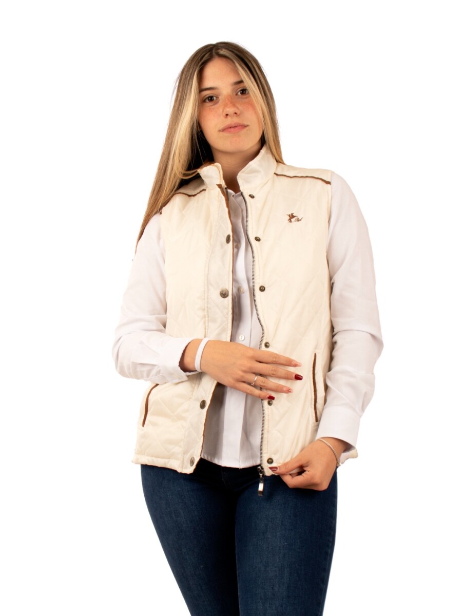 Chaleco capitoneado Dama Liviano - Marfil 