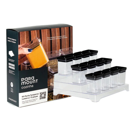 Kit Especiero X13 Lumini Frascos para Condimentos y Soporte Negro