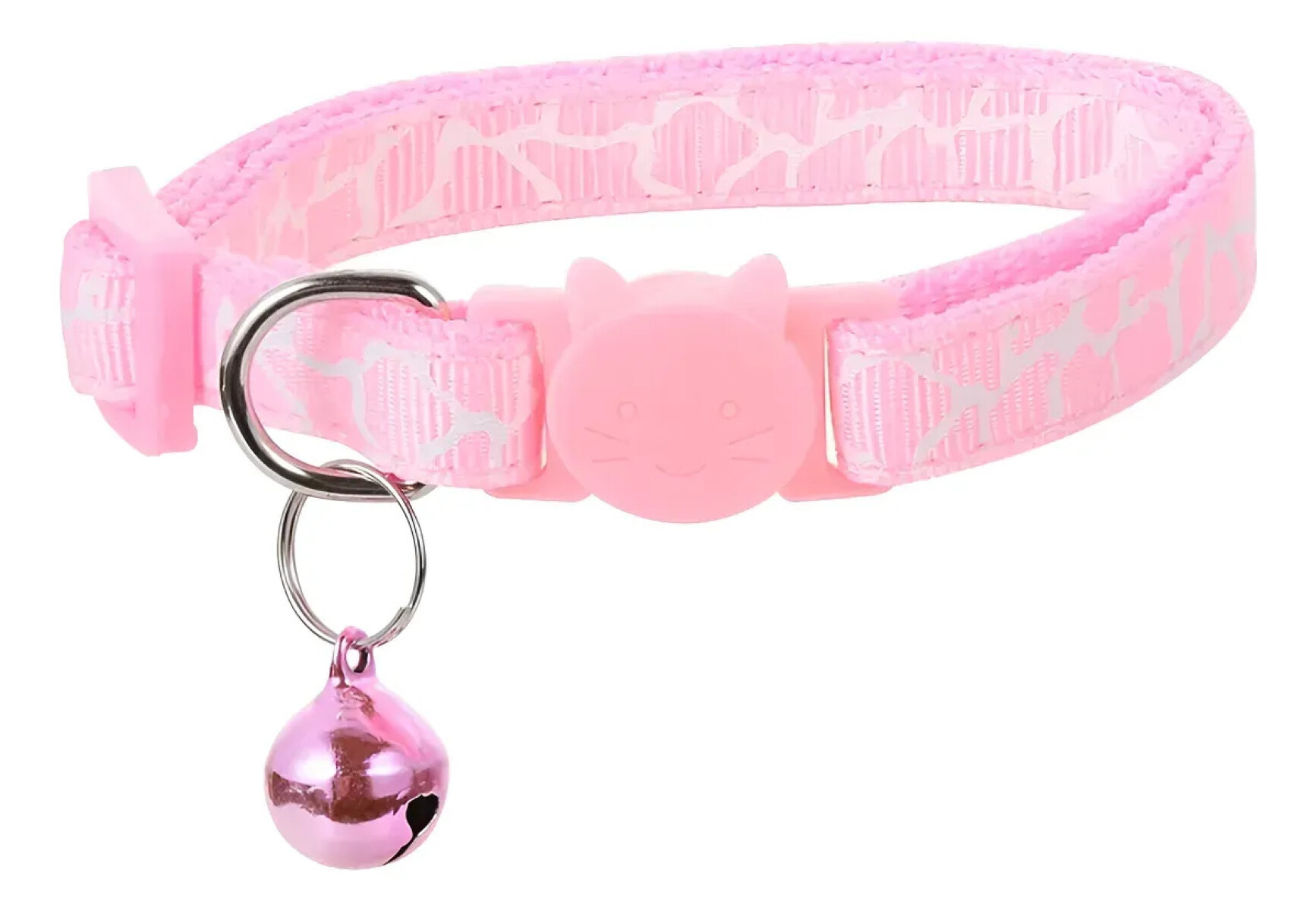 Collar Para Gatos Animal Print Con Cascabel - ROSA 