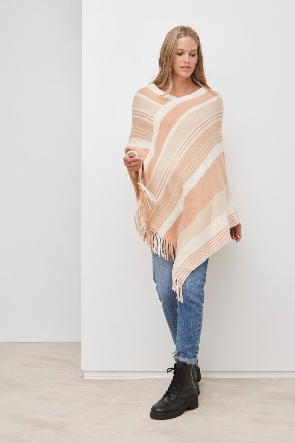 Poncho Lineas BEIGE/MULTI