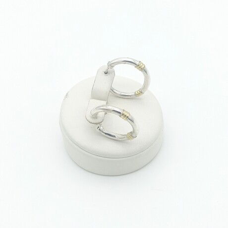 Par de aros de plata 925 y double en oro 18 ktes- Par de aros de plata 925 y double en oro 18 ktes-