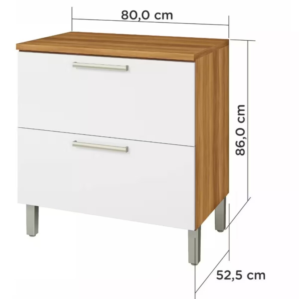 Bajo mesada Burguesa Blanco 80cm 1 puerta 1 cajón Bajo Mesada Burguesa Blanco 80cm 1 Puerta 1 Cajón