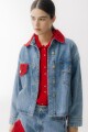 PRE VENTA Campera Couro Jean Crochet Rojo