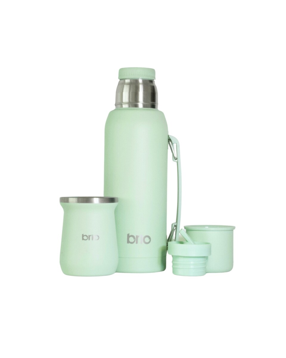 Set De Termo 1 Litro Y Mate Diseño Clásico brio Acero Inox - Menta 