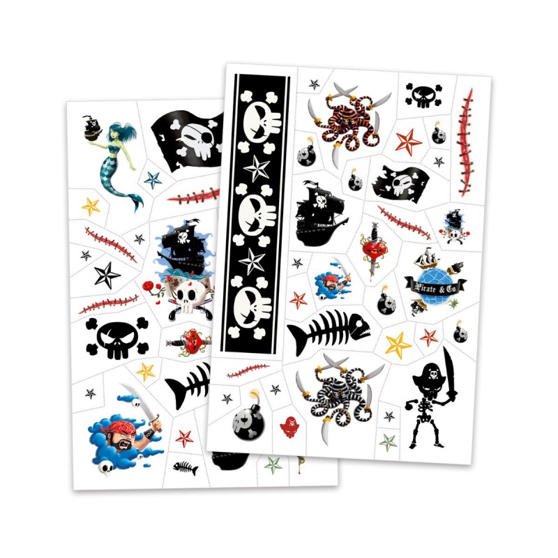 Set x50 Tatuajes removibles para niños Piratas