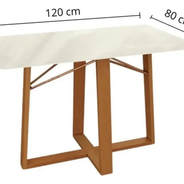 Mesa Comedor ComboHome Elma 120x80Cm Reforzada Madera Vidrio Blanco 1